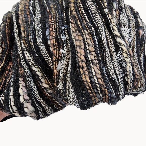 Women's One Size Metallic Black/Grey/White Infinity Wrap Wool‎ Scarf Whimsigoth - Picture 9 of 13